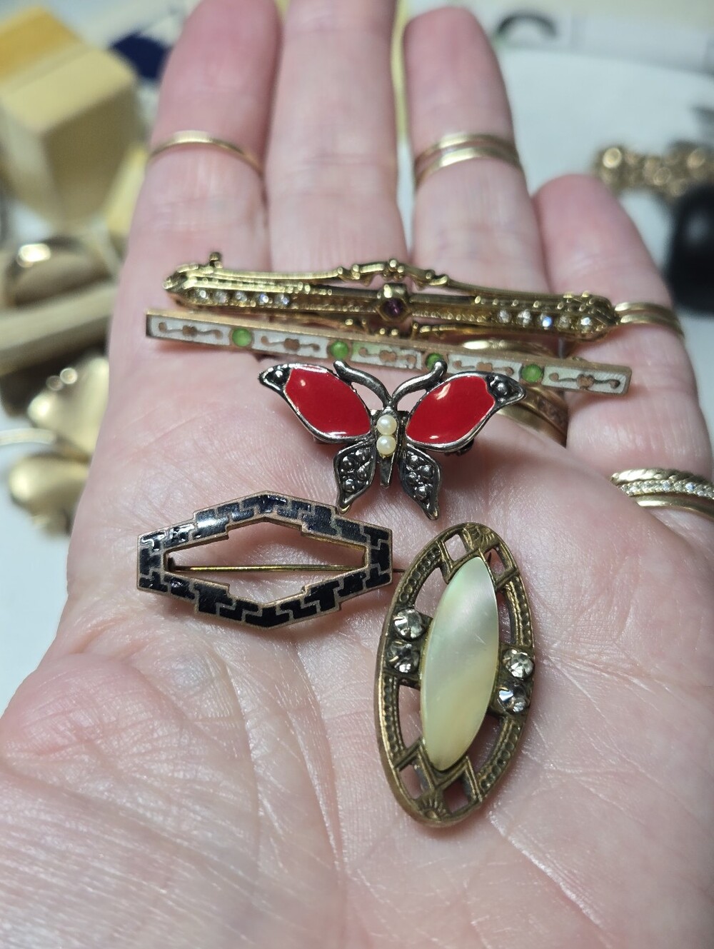 Vintage Gold Filled,  Tone,  Silver Tone Pin Set